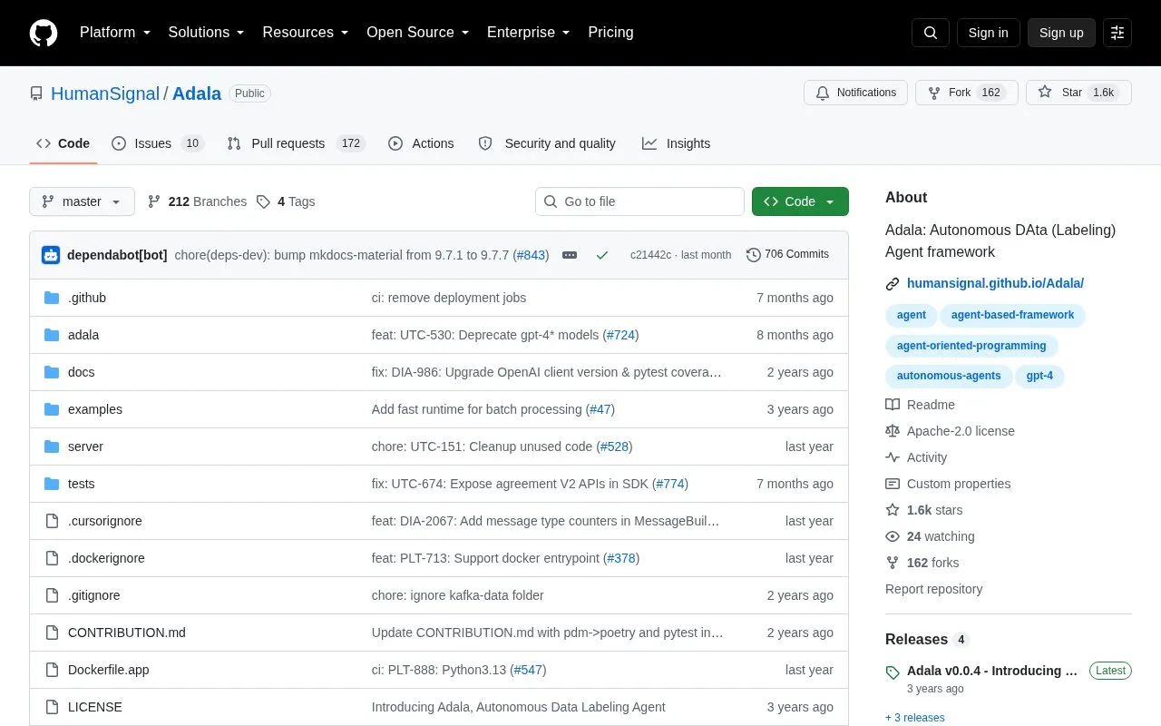 Adala homepage screenshot