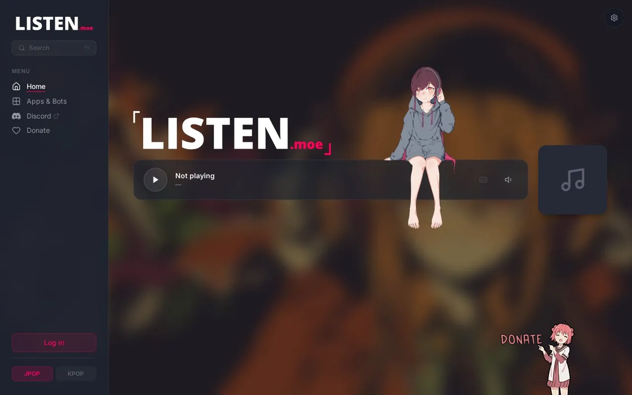 LISTEN.moe homepage screenshot