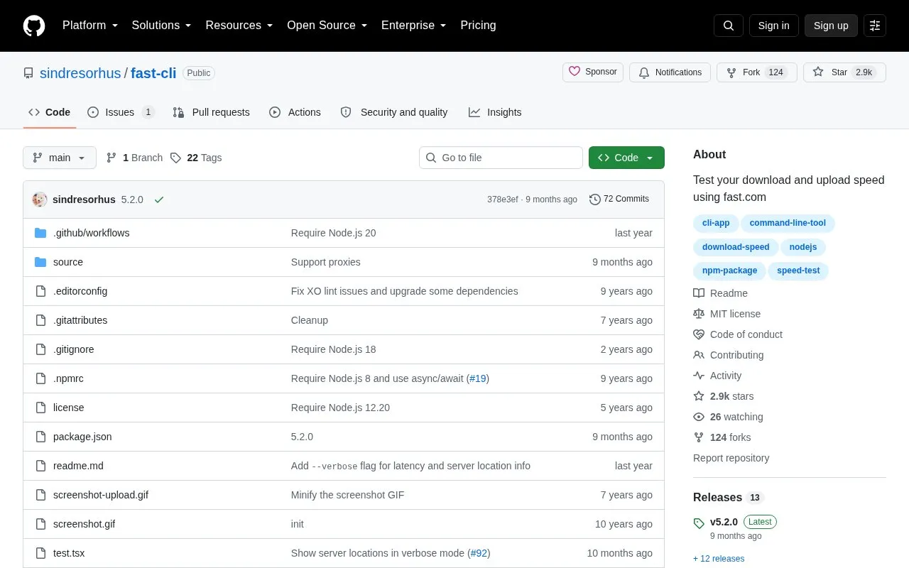 CLI homepage screenshot