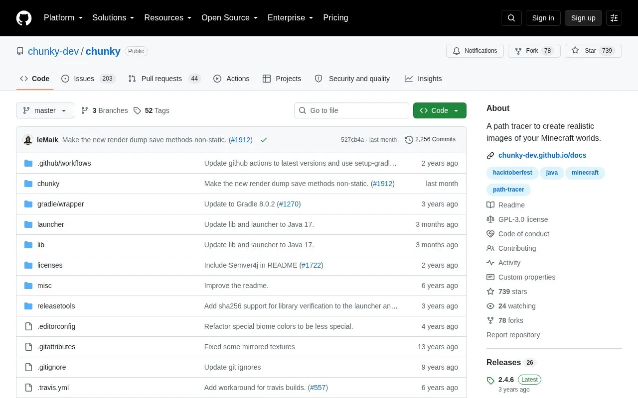 Chunky homepage screenshot