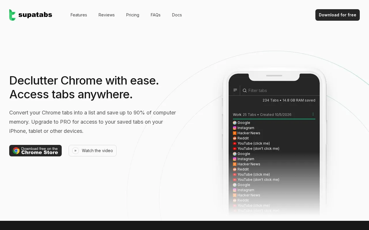 Supatabs homepage screenshot