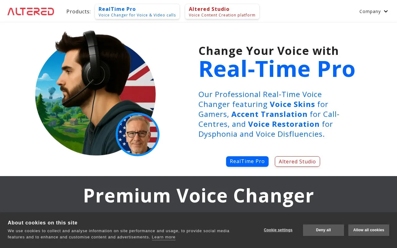 Altered homepage screenshot