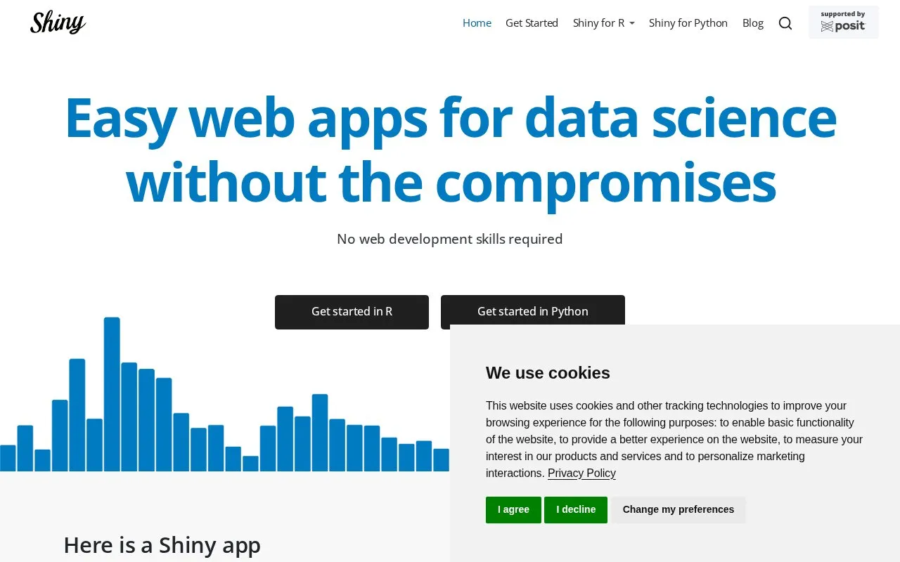 Shiny homepage screenshot