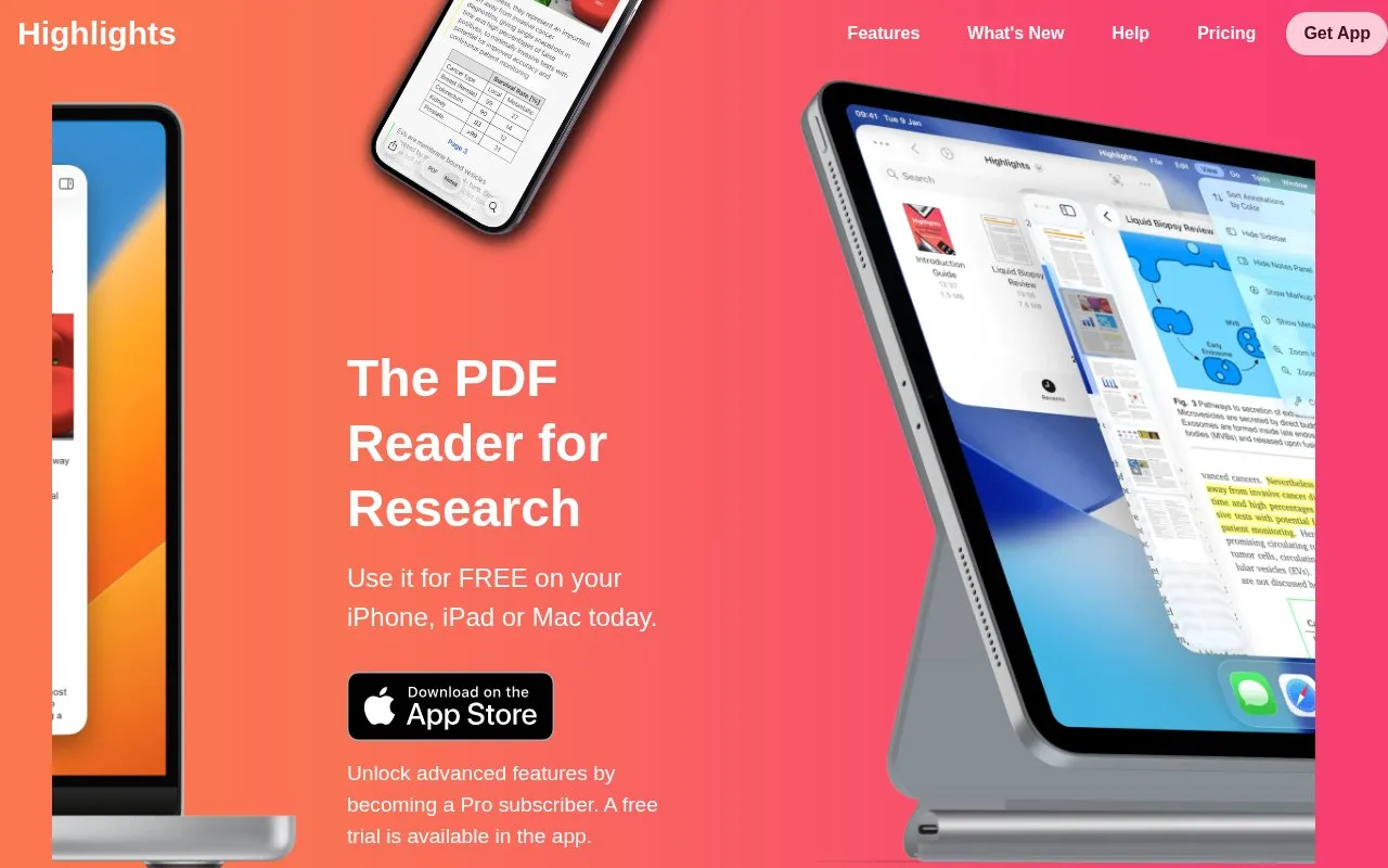 Highlights homepage screenshot