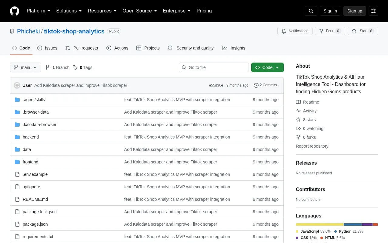 tiktok-shop-analytics homepage screenshot