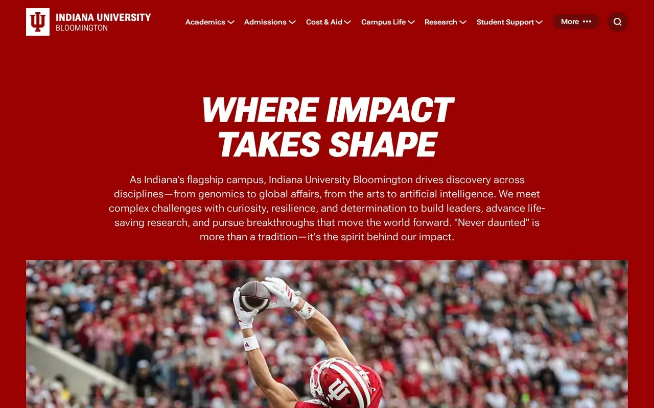 Indiana University-Bloomington homepage screenshot
