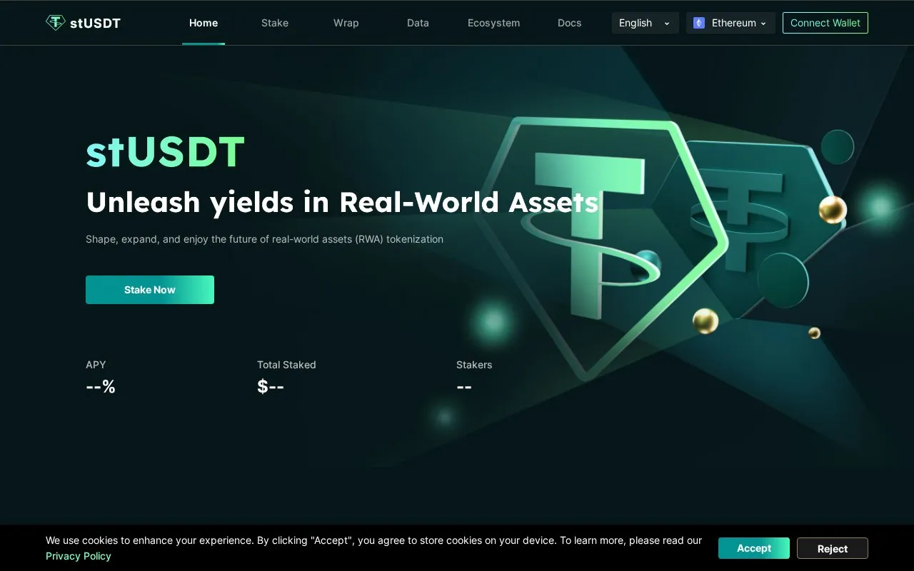 stUSDT homepage screenshot