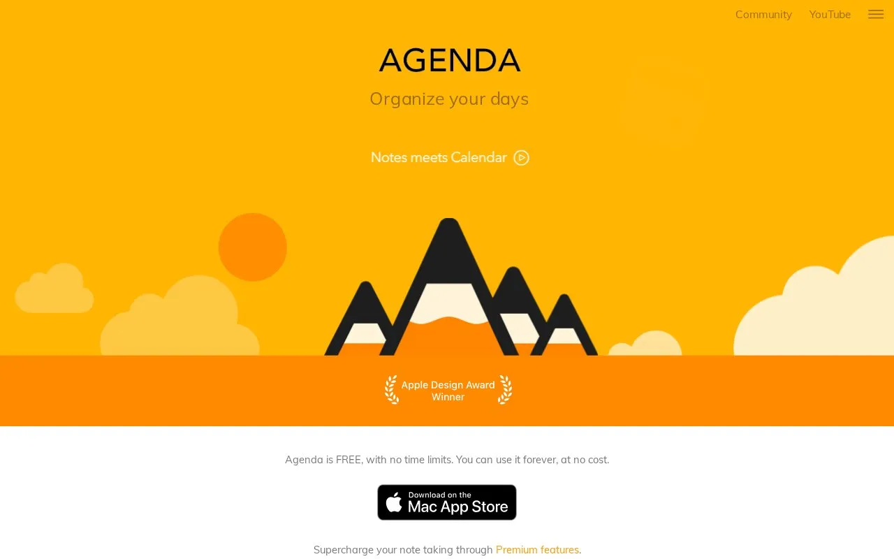 Agenda homepage screenshot