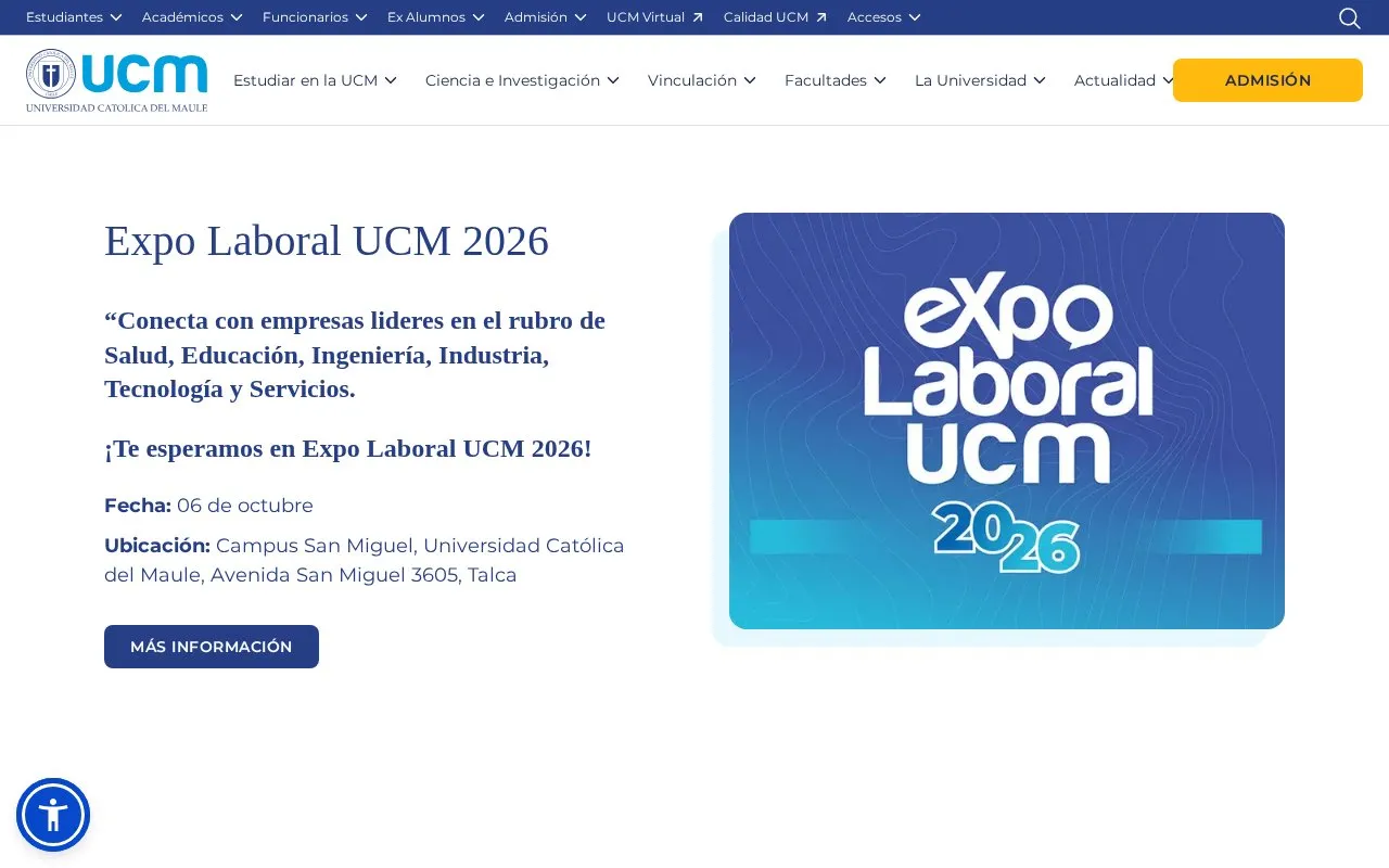 Universidad Catolica del Maule homepage screenshot