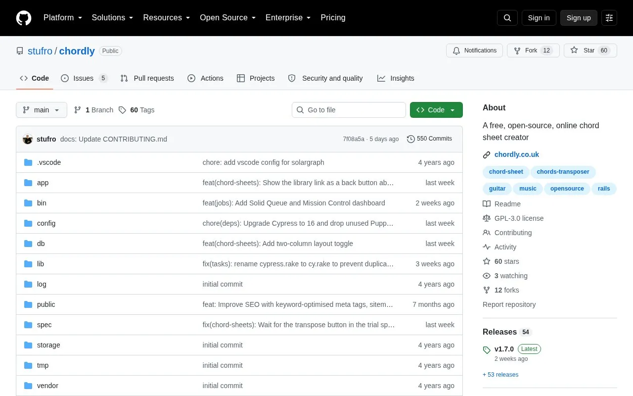 Chordly homepage screenshot