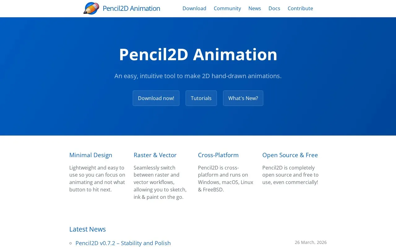 Pencil2D homepage screenshot