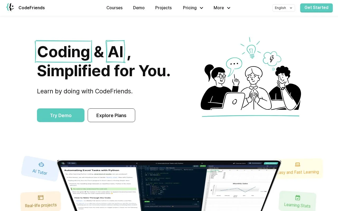 CodeFriends homepage screenshot