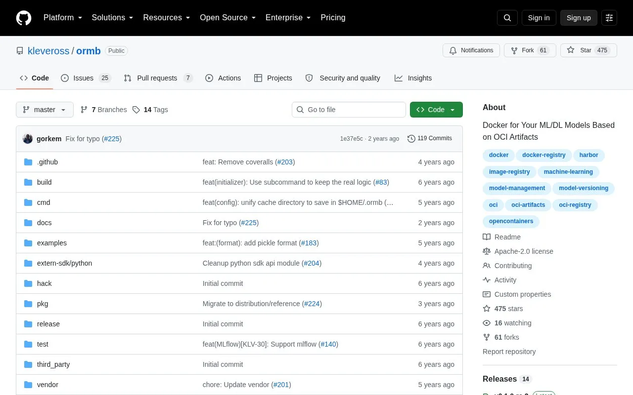ormb homepage screenshot