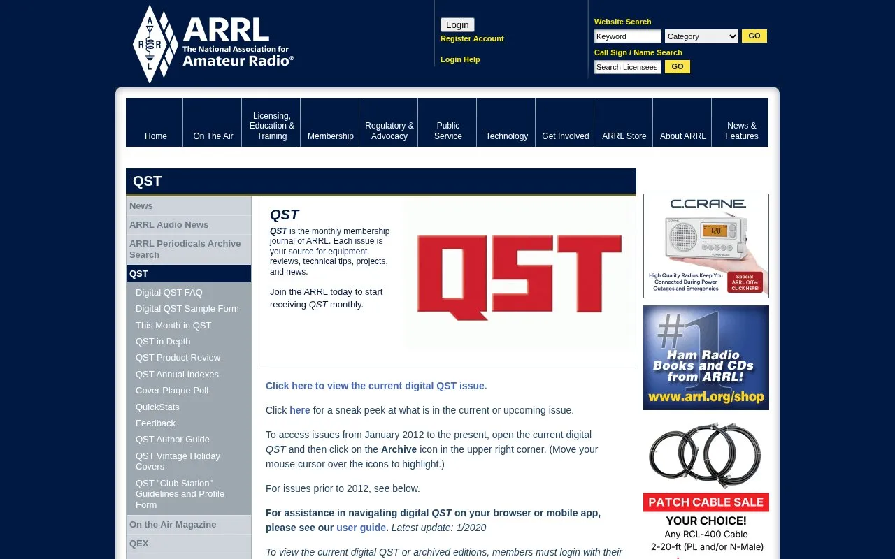 QST homepage screenshot