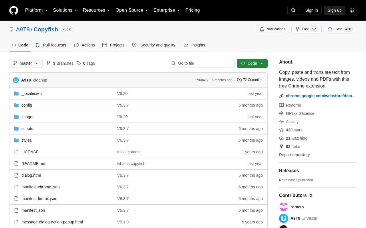 Copyfish homepage screenshot