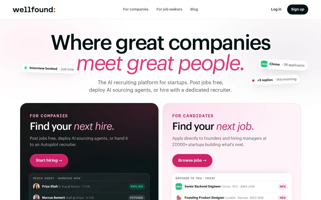 Wellfound homepage screenshot