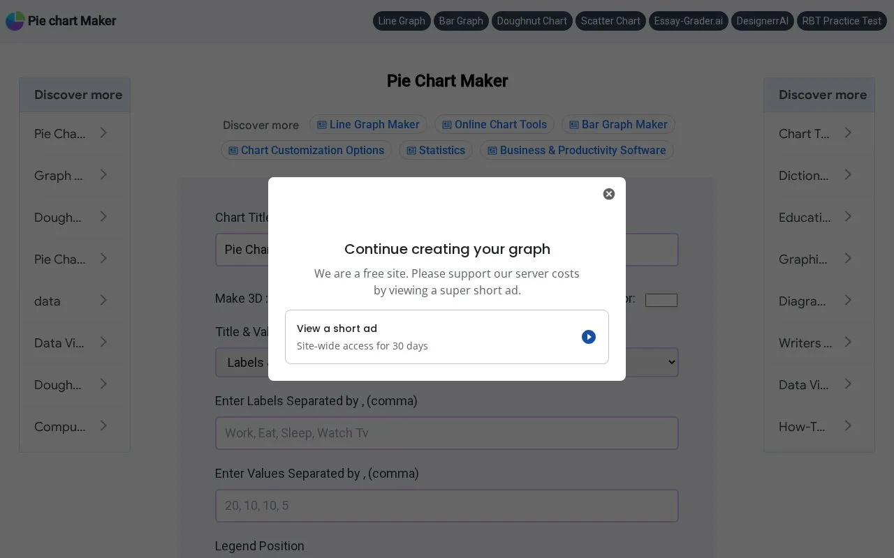 Pie Chart Maker homepage screenshot