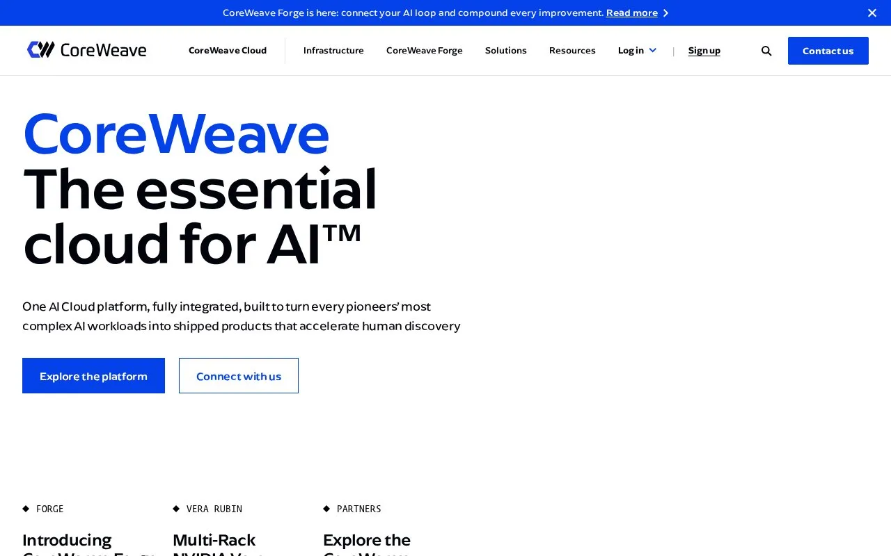 CoreWeave homepage screenshot