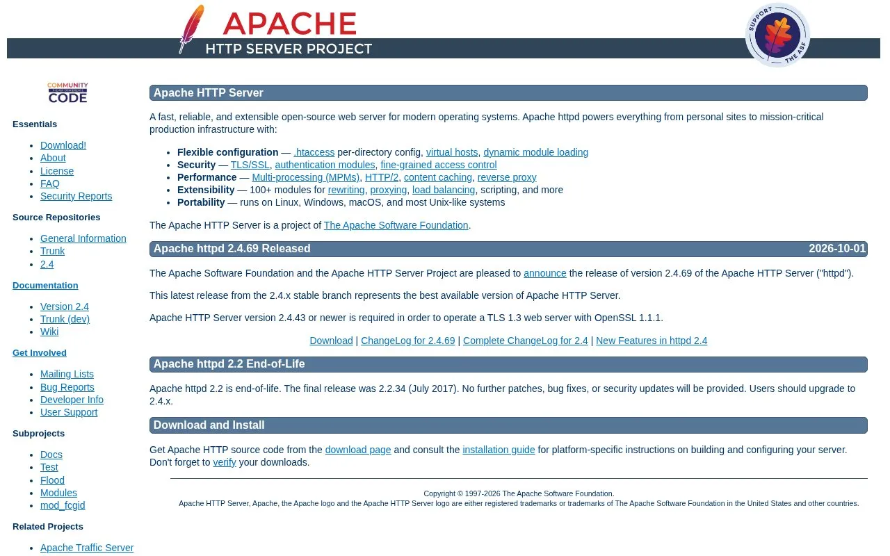 Apache homepage screenshot