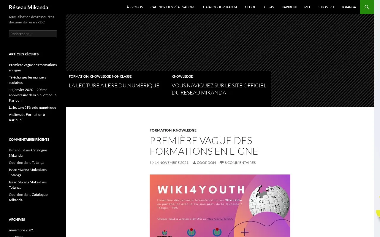Mikanda Network homepage screenshot