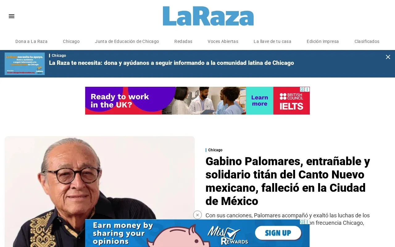 La Raza homepage screenshot