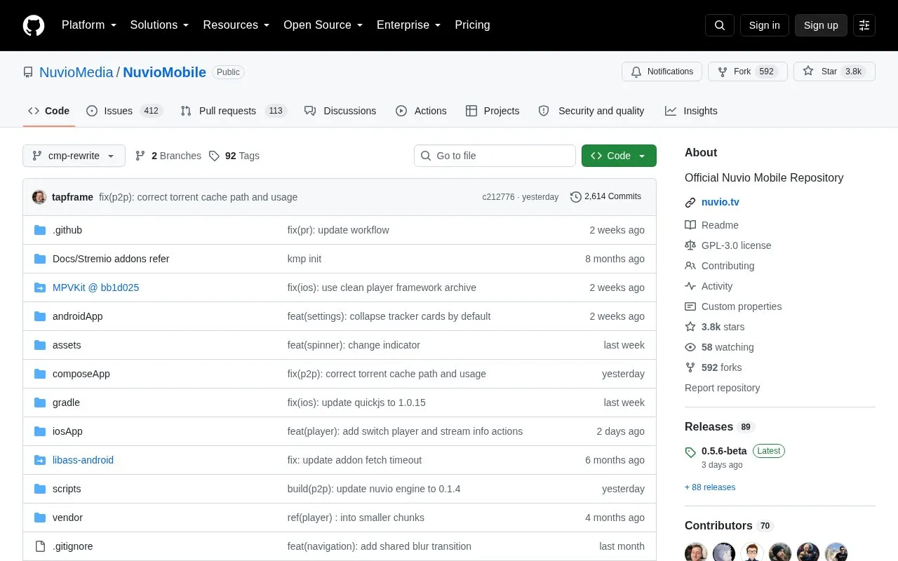 Nuvio Streaming homepage screenshot