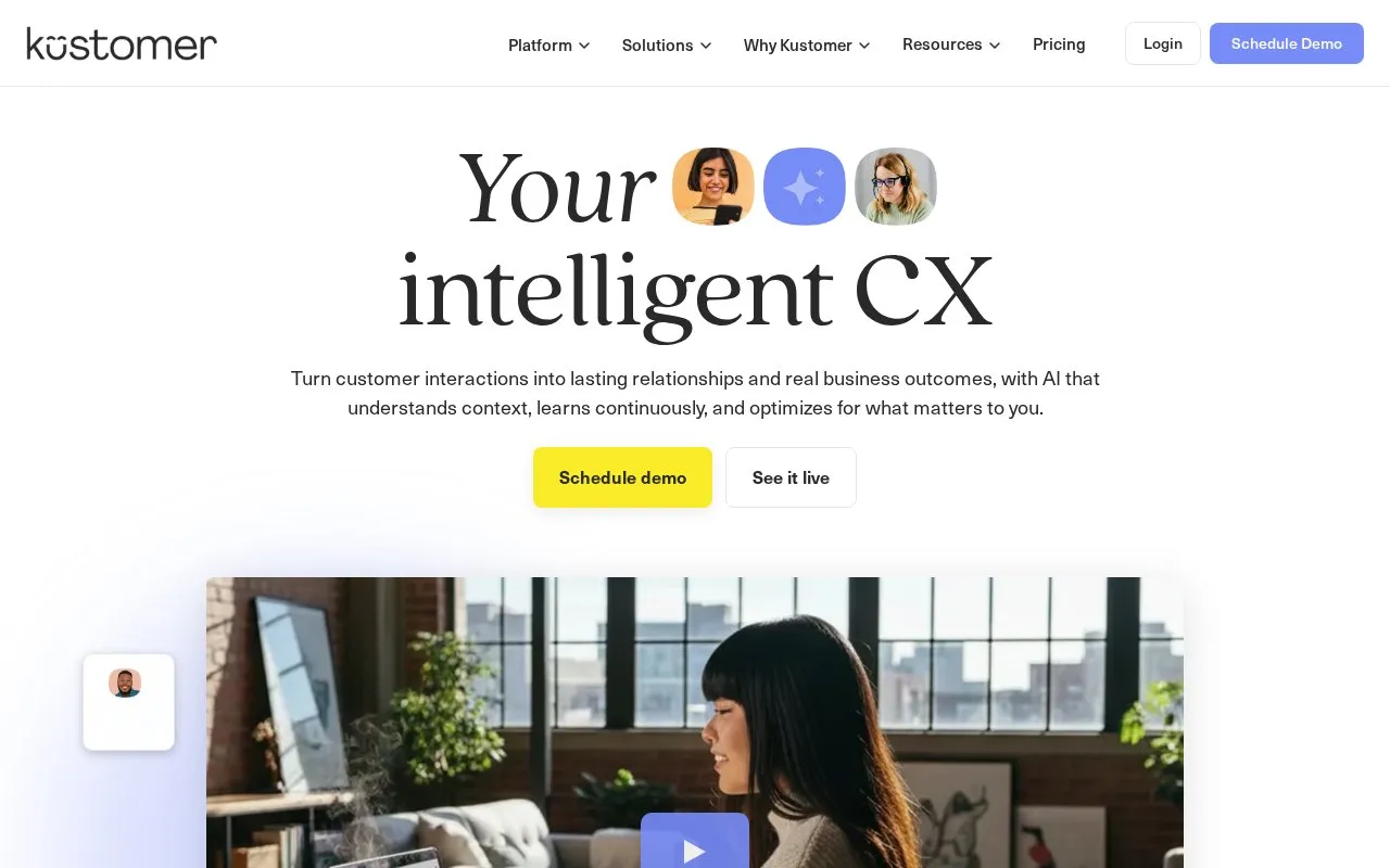 Kustomer homepage screenshot