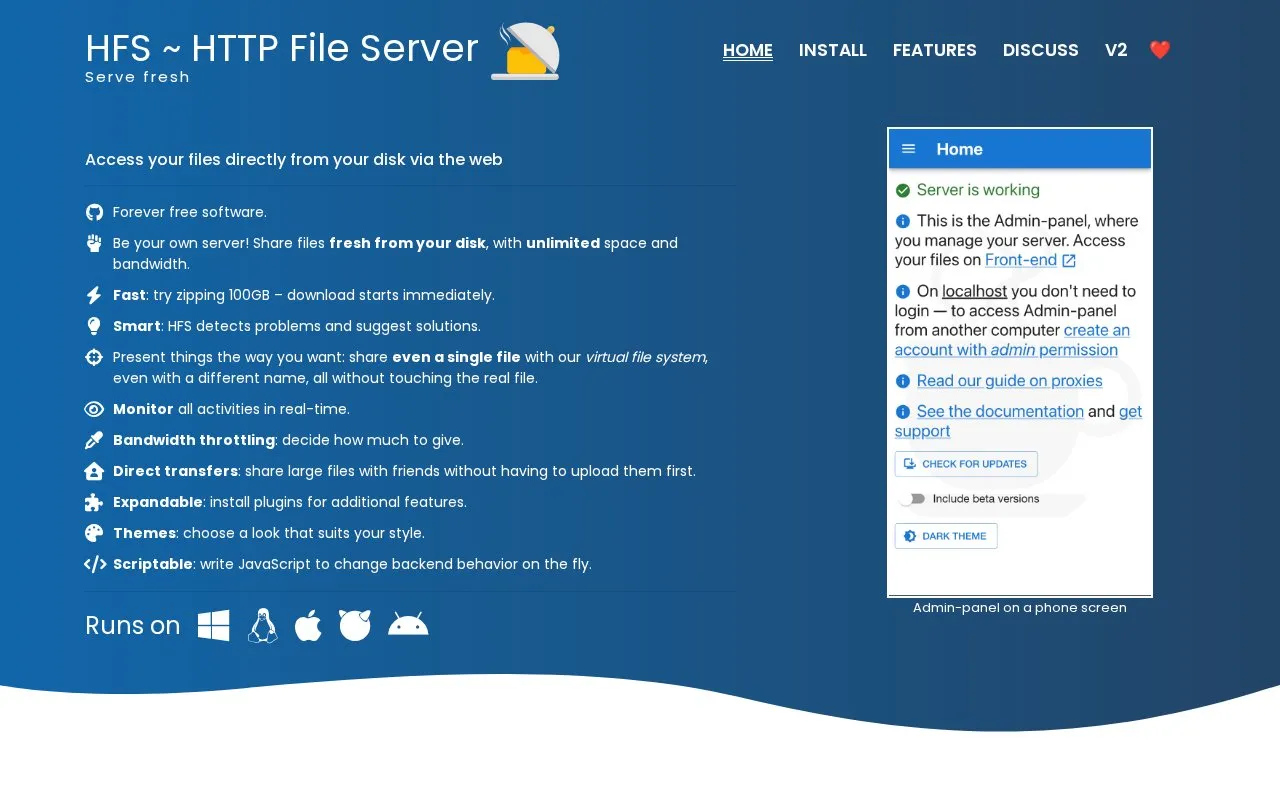 hfs homepage screenshot