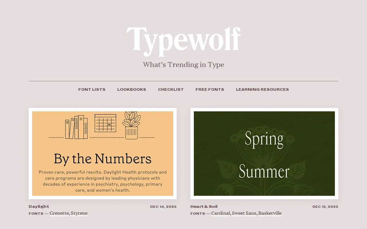 Typewolf homepage screenshot