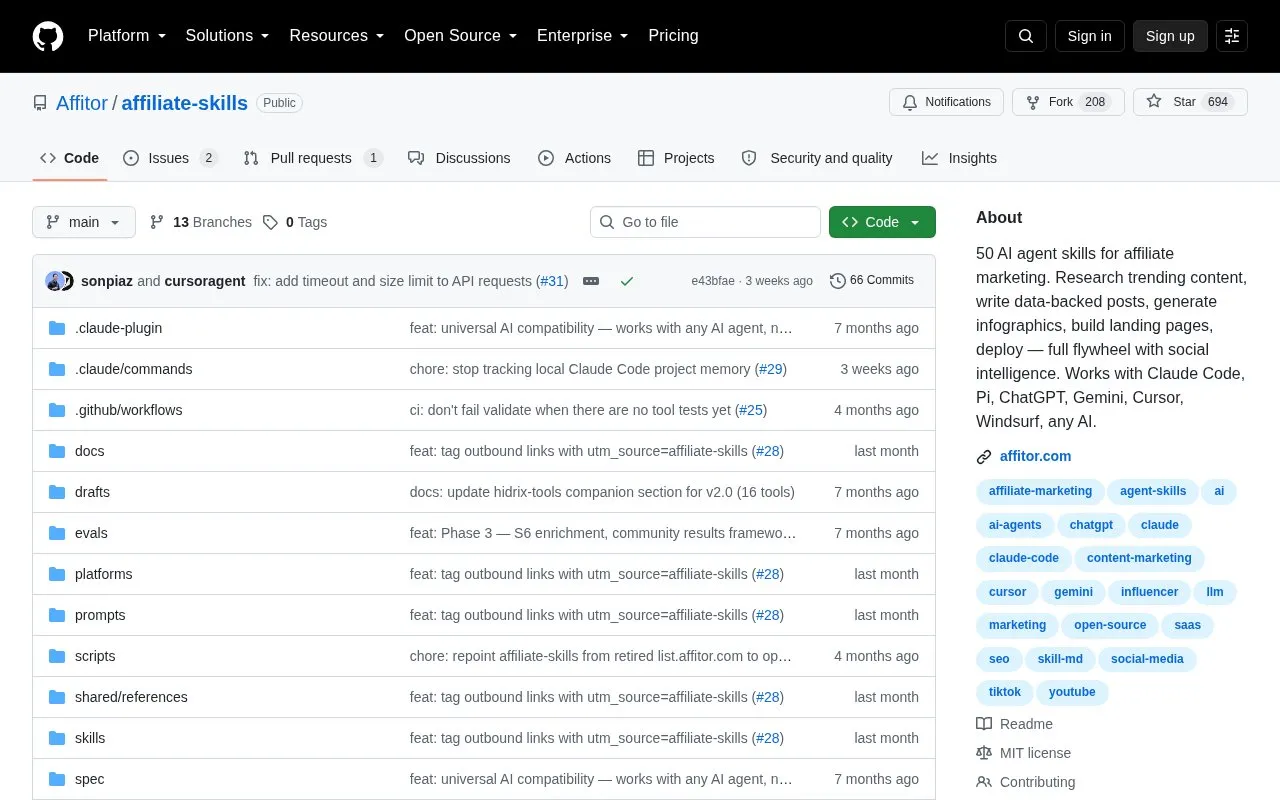 affiliate-skills homepage screenshot