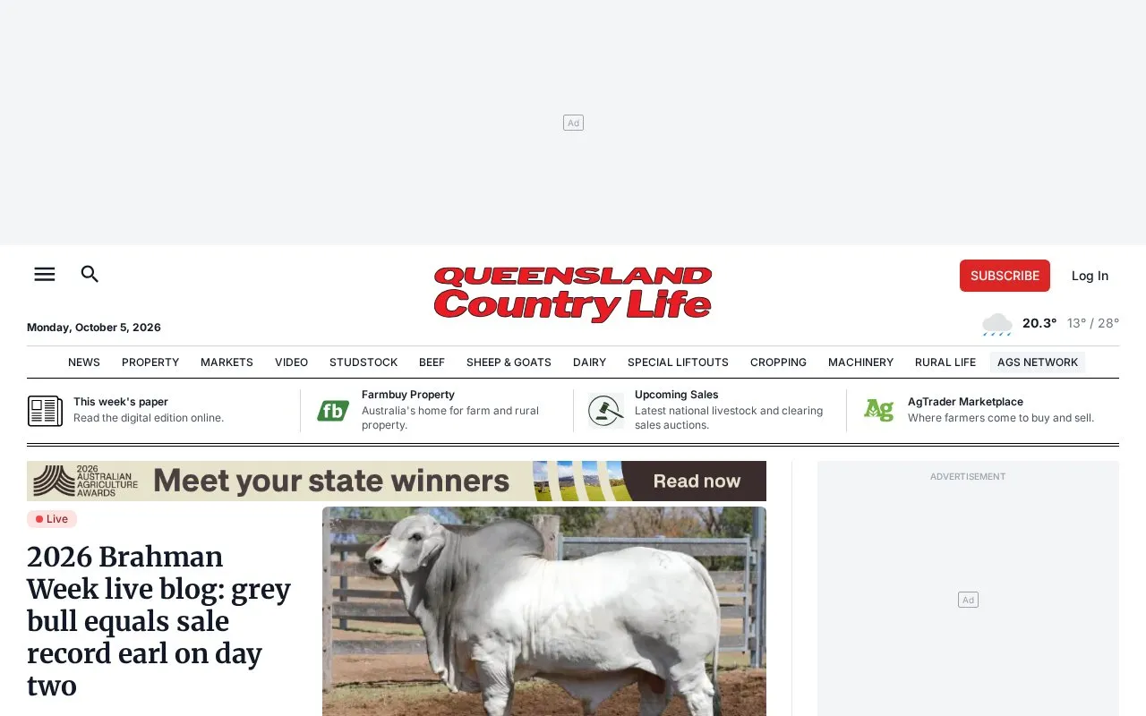 Queensland Country Life homepage screenshot