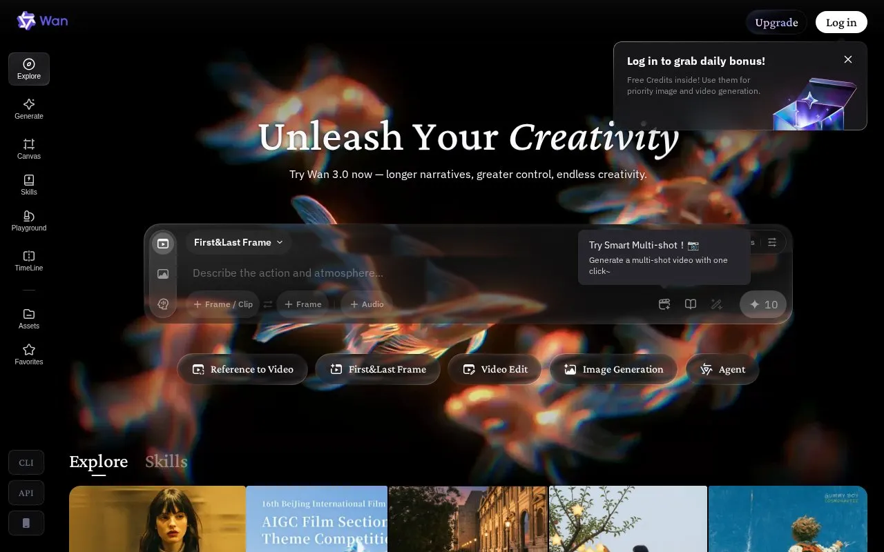 Wan AI homepage screenshot