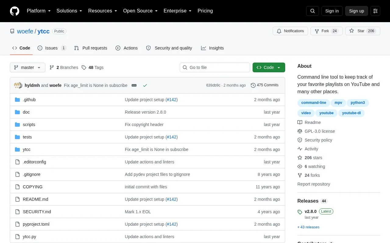ytcc homepage screenshot