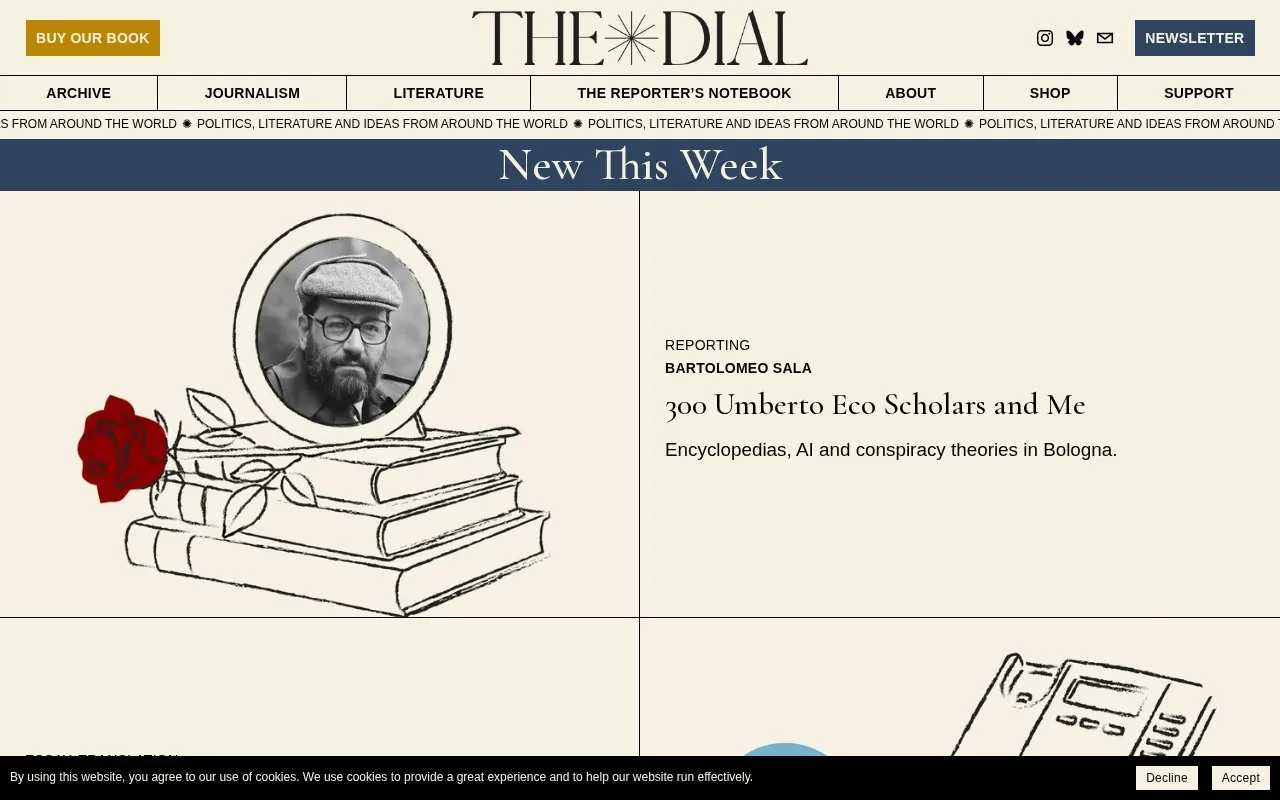 The Dial homepage screenshot