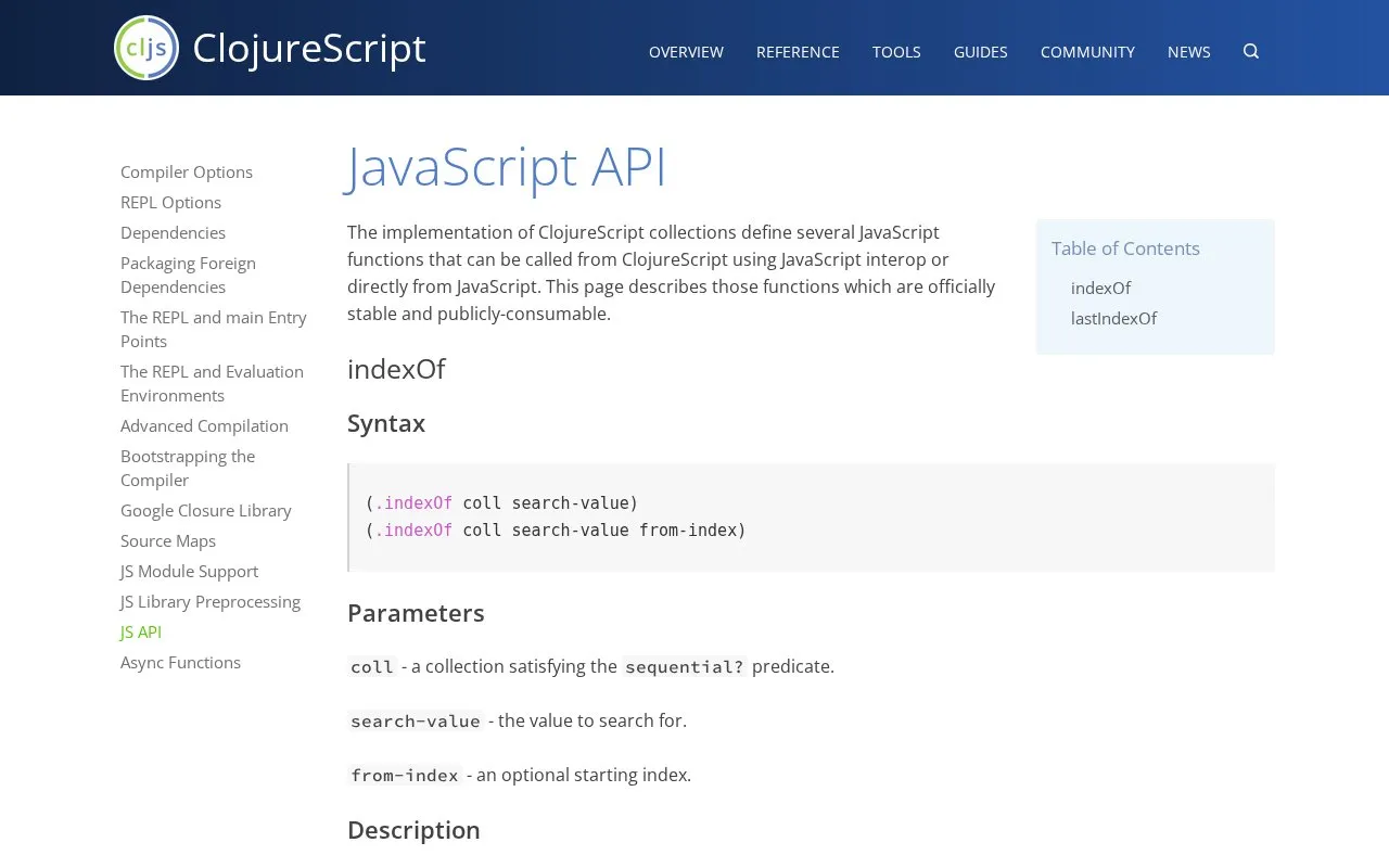 JavaScript Interop homepage screenshot
