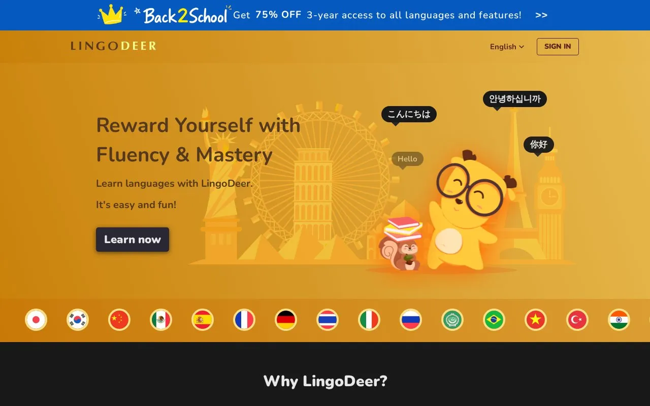 LingoDeer homepage screenshot