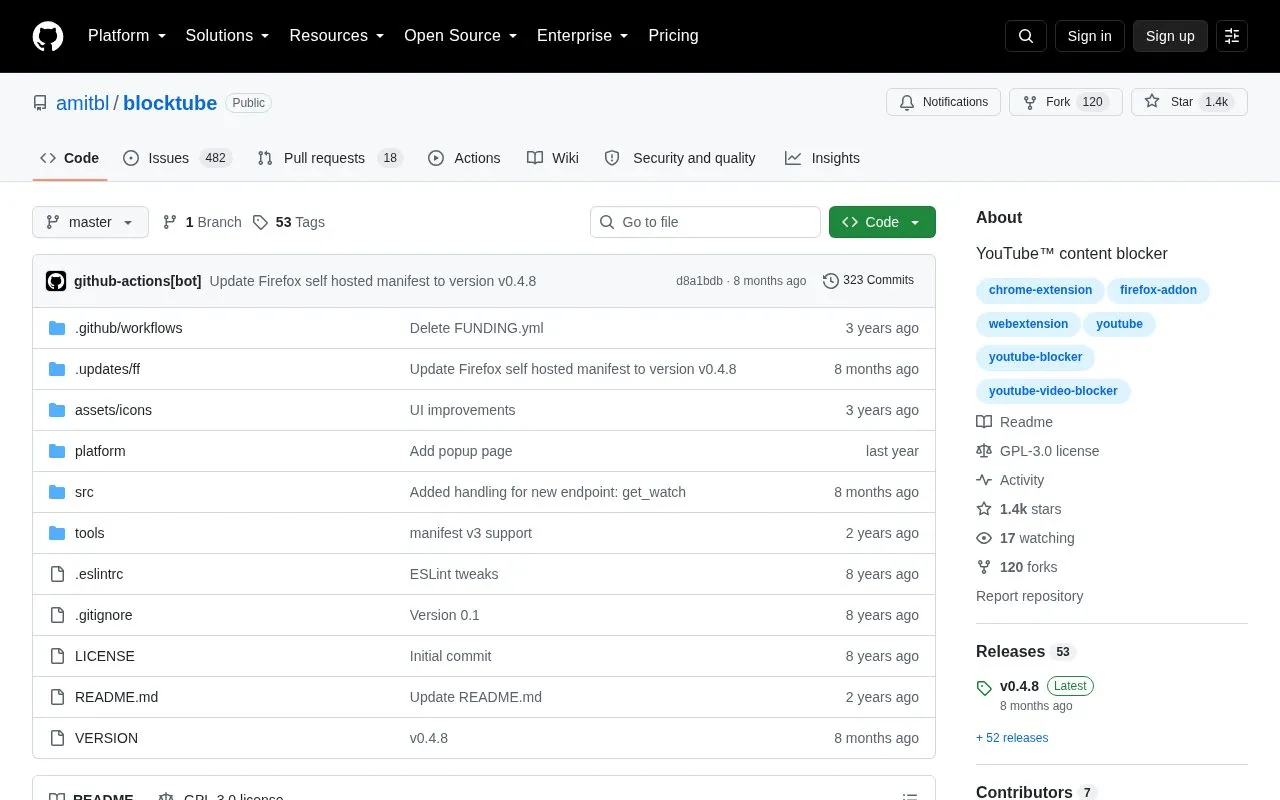 BlockTube homepage screenshot