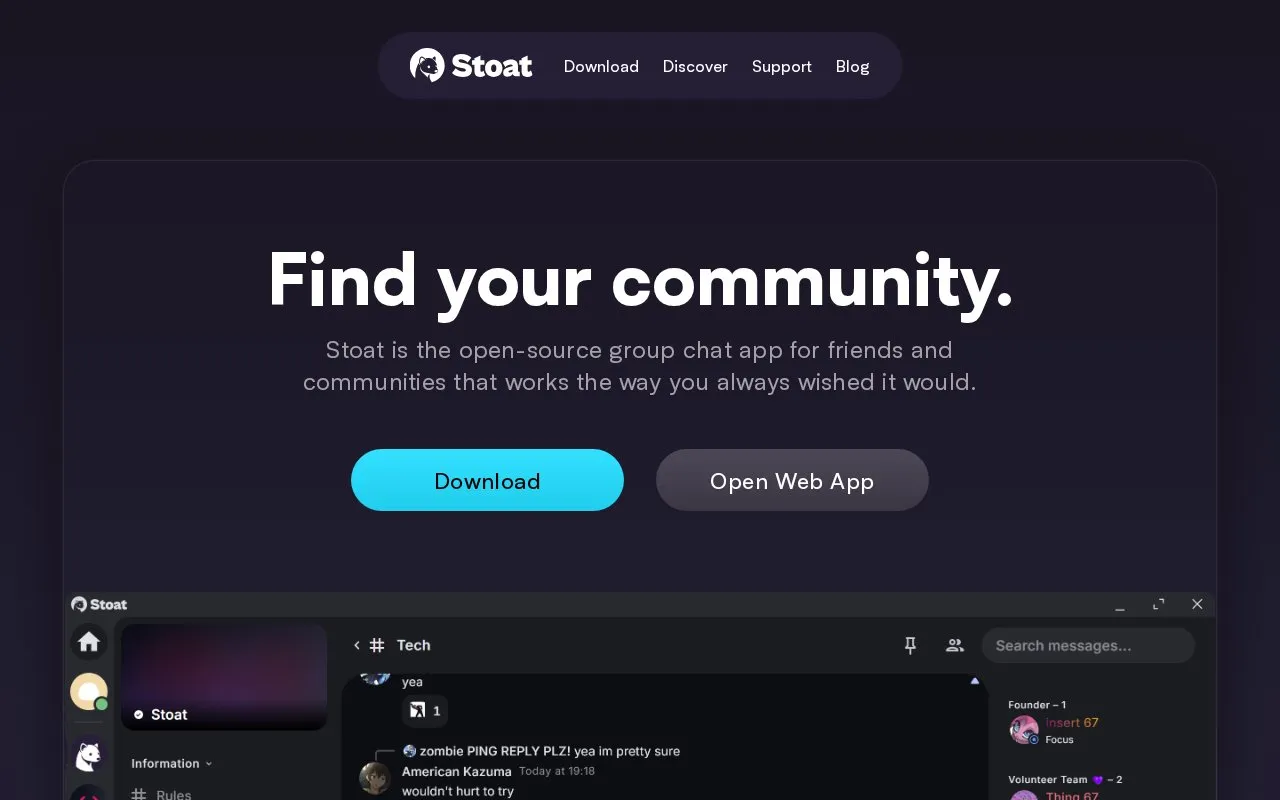 Stoat homepage screenshot