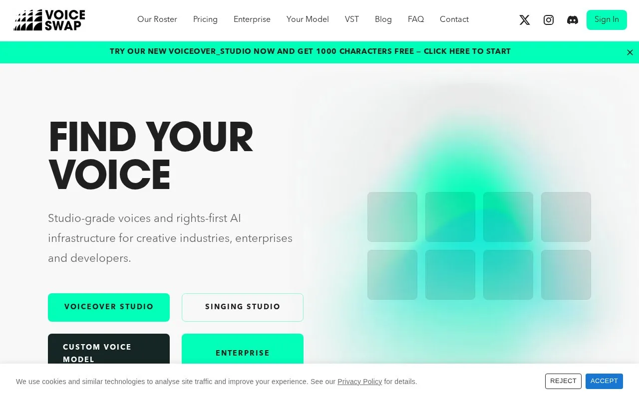 Voice-Swap homepage screenshot