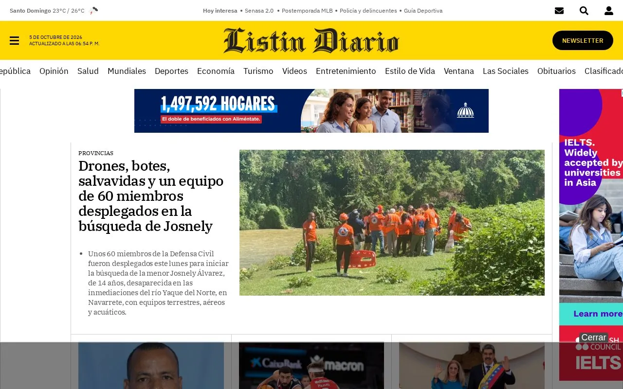 Listín Diario homepage screenshot