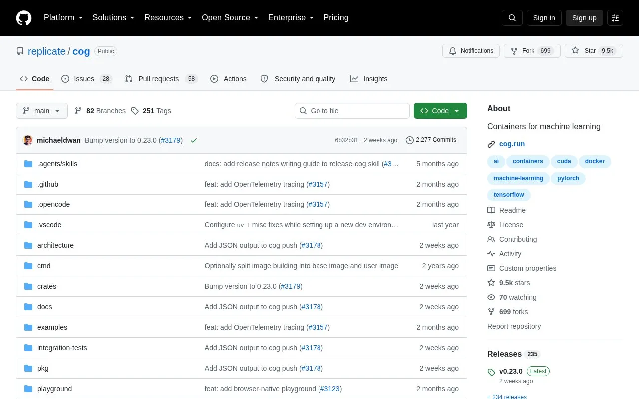 Cog homepage screenshot