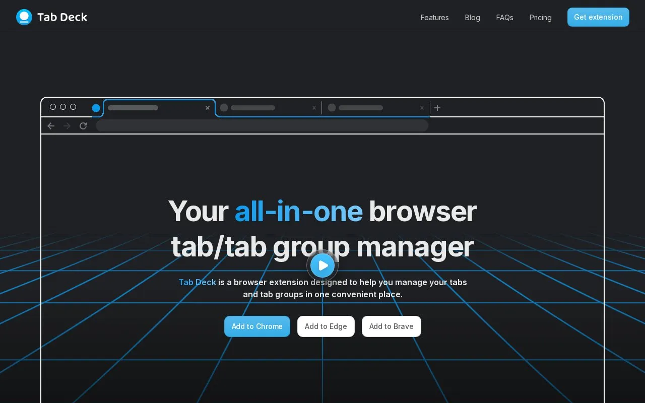 One Tab Group homepage screenshot
