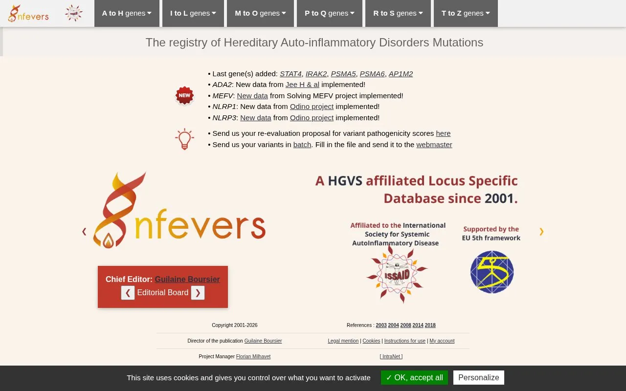 Infevers homepage screenshot
