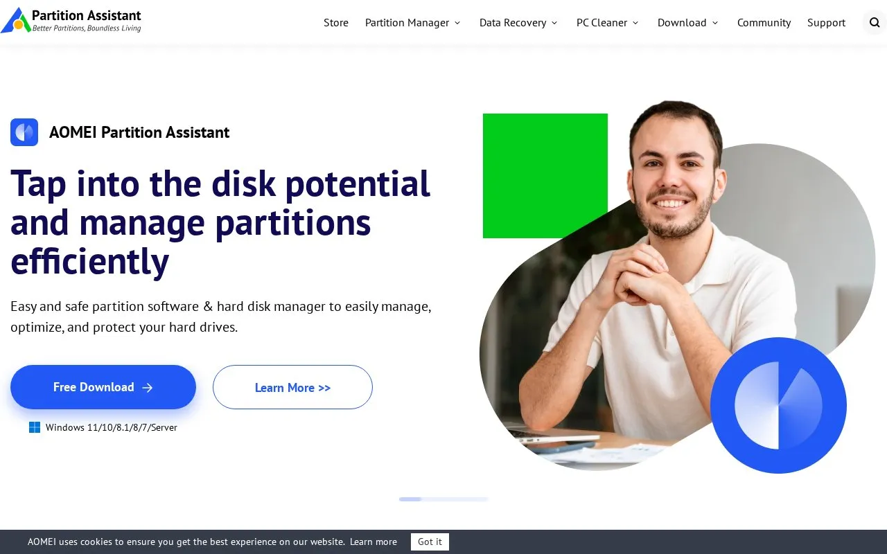 AOMEI Partition Assistant homepage screenshot