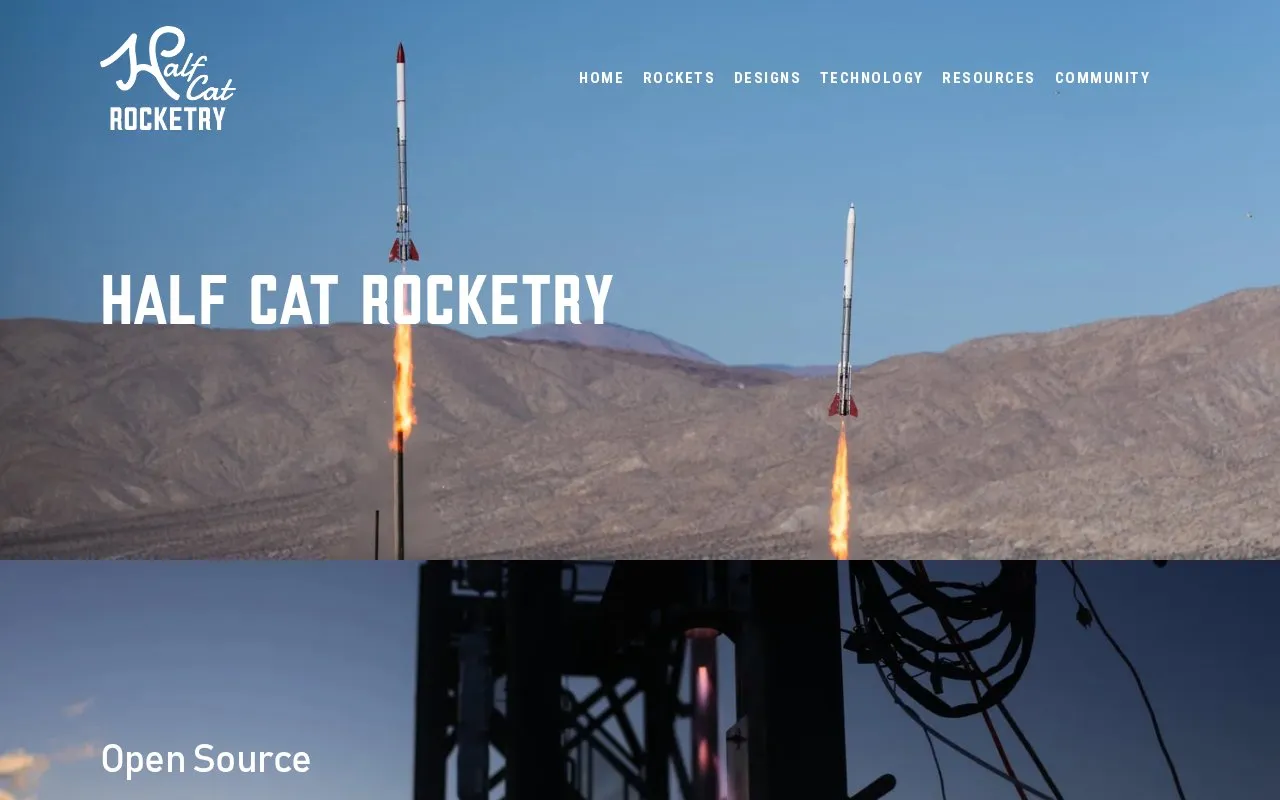 Half Cat Rocketry homepage screenshot