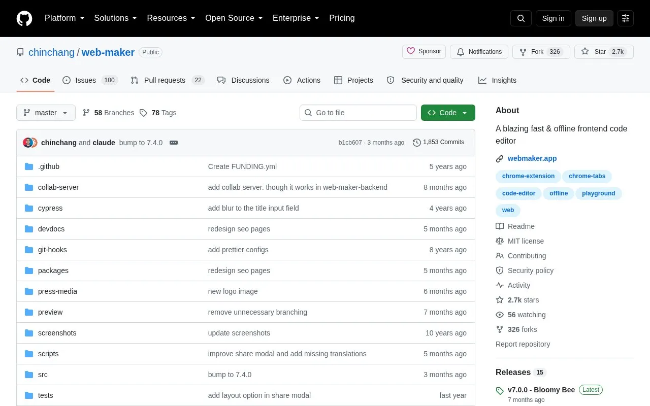 Web Maker homepage screenshot