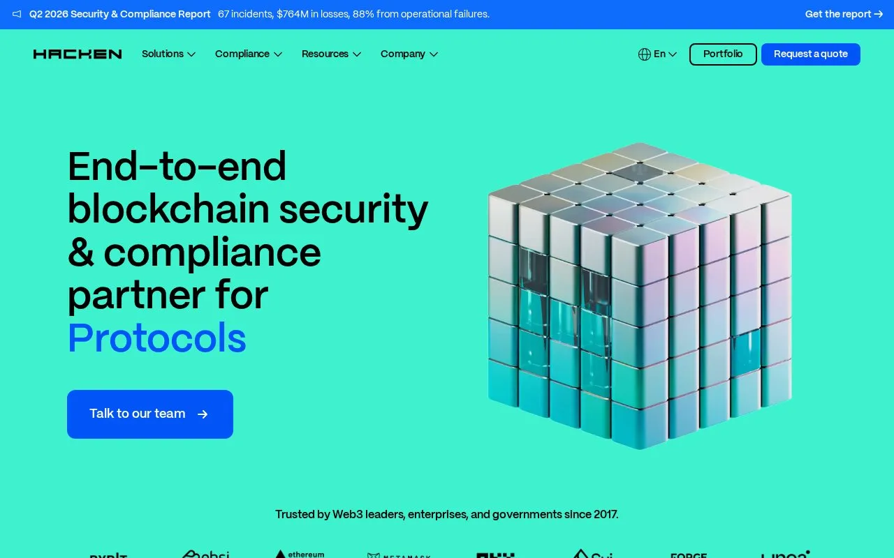 Hacken homepage screenshot