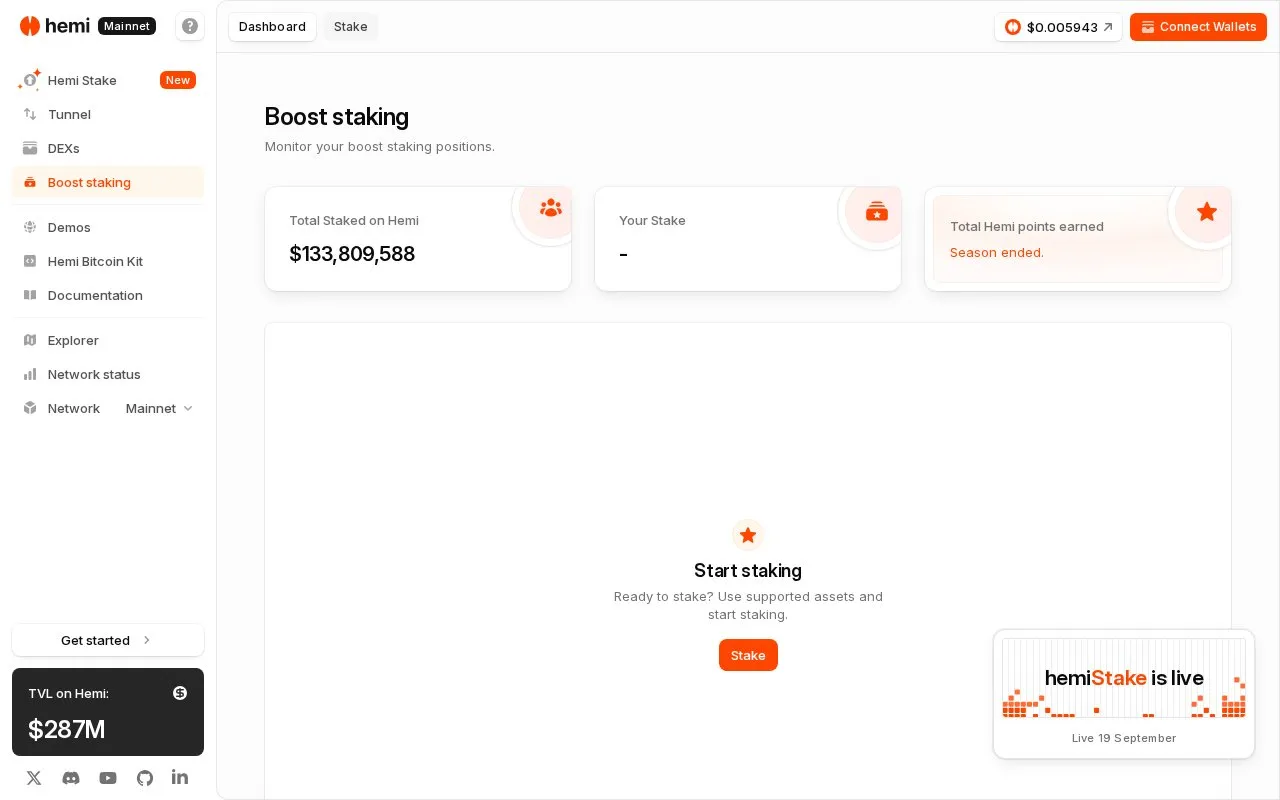 Hemi Staking homepage screenshot