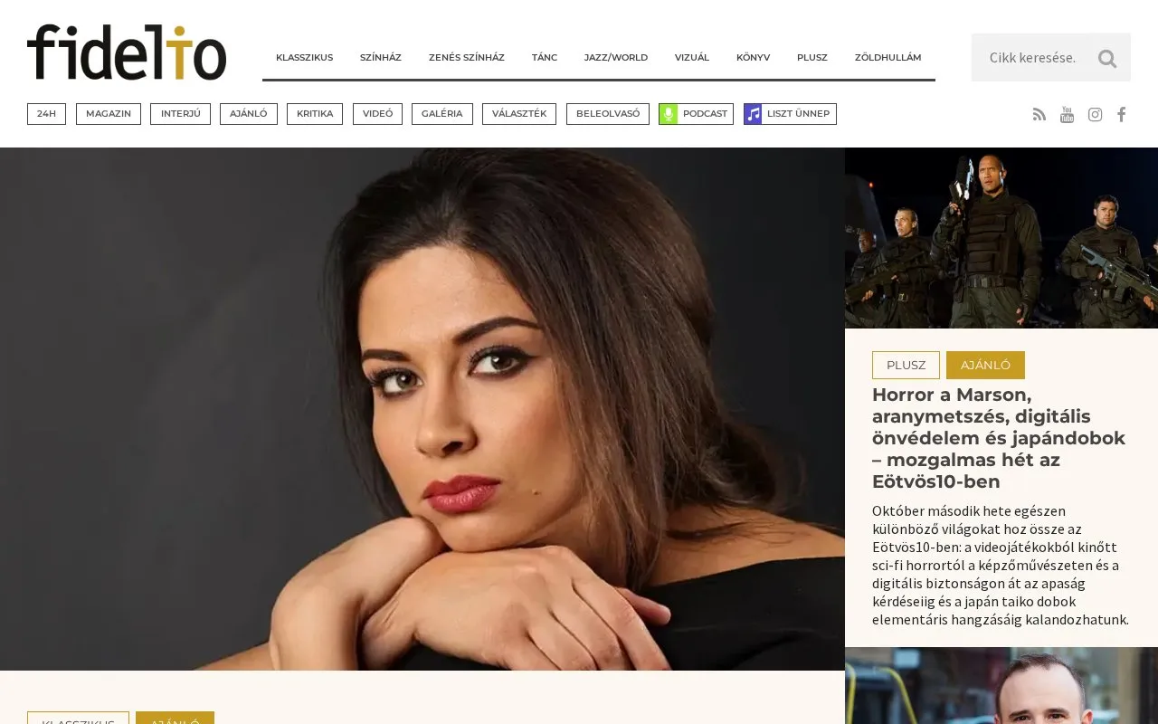 fidelio.hu homepage screenshot