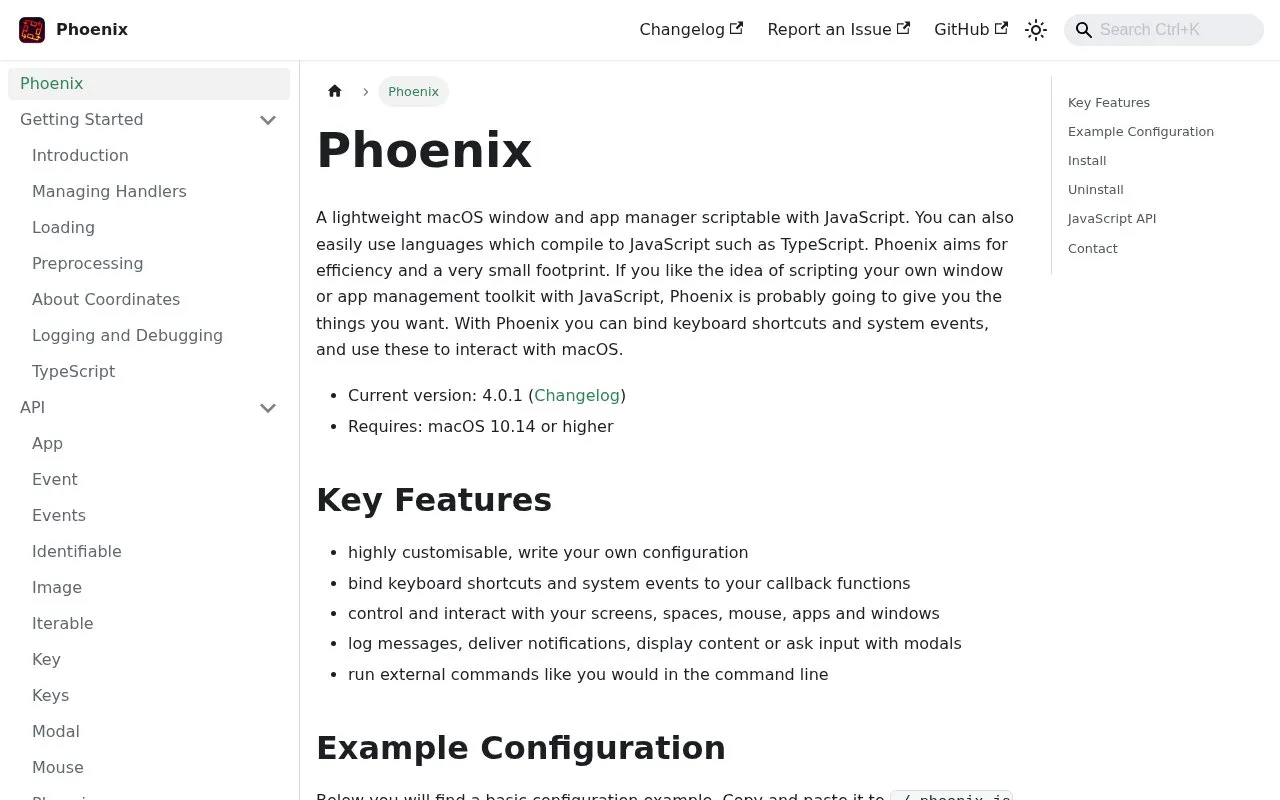 Phoenix homepage screenshot